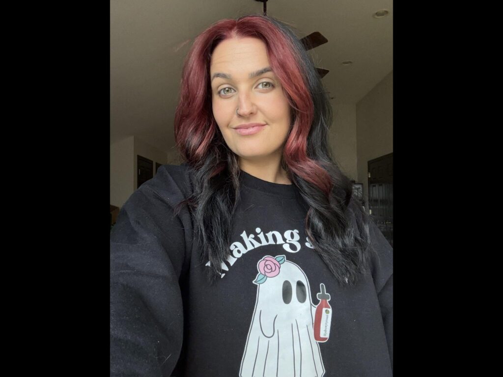 Red and dark dimensional hair color