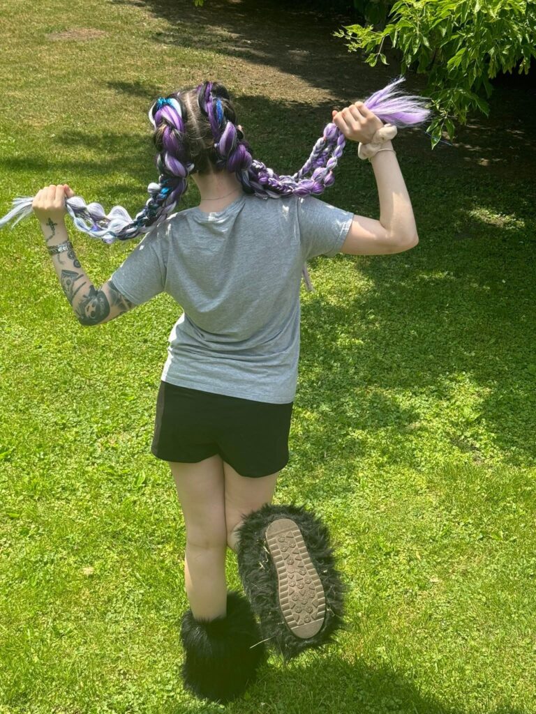 Long lavender and purple braids