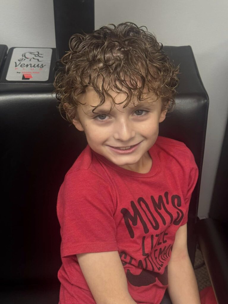 Finished short curly haircut